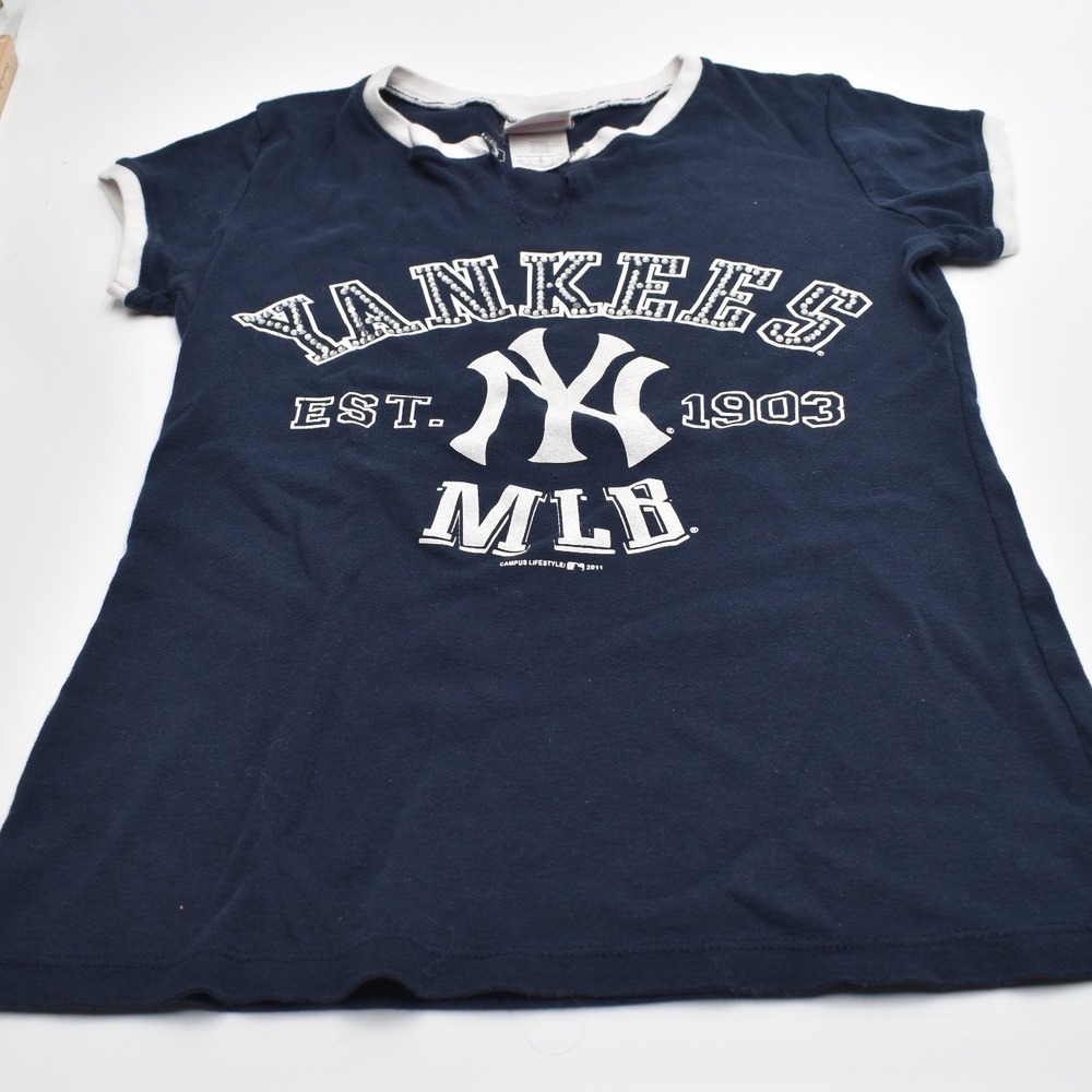 Campus Lifestyle New York Yankees Ringer T-Shirt Womens M Navy MLB 1903 - Picture 2 of 10